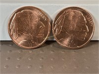 Two one ounce copper rounds