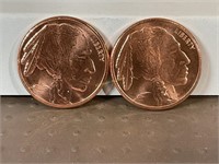 Two one ounce copper rounds