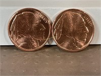 Two one ounce copper rounds