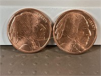 Two one ounce copper rounds