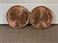 Two one ounce copper rounds