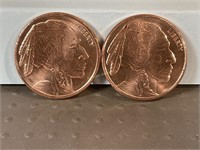 Two one ounce copper rounds