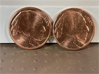 Two one ounce copper rounds