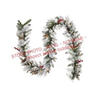 NOMA Snow Dusted Berry and Pinecone 9ft Garland