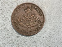1854 upper Canada half penny bank token