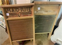 2 Antique MAIDRITE wooden Washboards