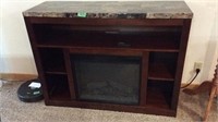 Marble top fireplace cabinet, 47.5 x 15.5 x 36