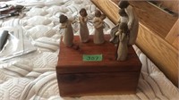 Willow tree figurines and wood box