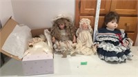Porcelain dolls, some boxes available you match