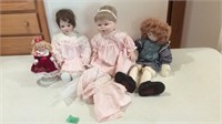 Porcelain head dolls, some boxes available you