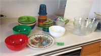 Kids bowls and cups,  bunny plate