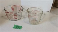 Fire king and Pyrex measuring bowls