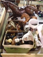 LEATHER HORSE, CHESS PIECES, DOLLS, TOY PISTOL