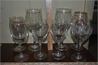 flat of champagne and wine glasses