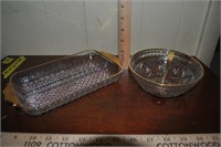 crystal gold rim condiment bowl and relish tray