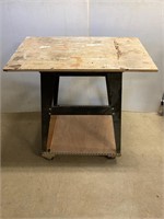 Work table on castors. 39” x 24” x 37.5” high