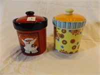 2 Decorative Lidded Canisters