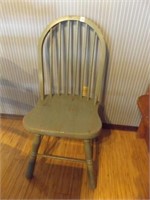 Blue Painted wood chair, 36", shows some wear