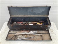 Blue tool box with contents