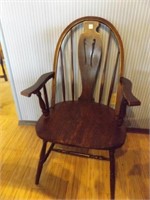 Vintage wood 2 arm chair 39" tall,