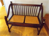 Cane seat bench for Hall or Entry way Bench