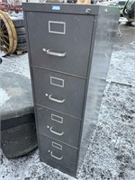 Grey four drawer filing cabinet: locked, no key