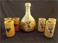 Huntsman Collection Pottery Glasses & Decanter-7