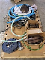 PALLET LOT- PUMP HOSES, ROLLERS, DRAIN LINE, MISC