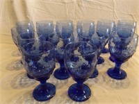 17 cobalt blue stemmed wine water glass goblets