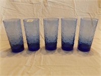 5 cobalt blue water tea glasses 6½" tall