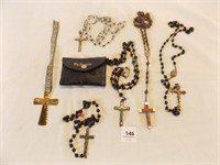 5 Rosaries-one is incomplete, cross