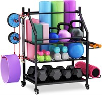 Yoga Mat & Gym Equipment Rack with Wheels