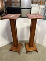 2 wood stands