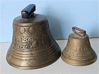 Large Heavy Brass Cowbell and smaller one