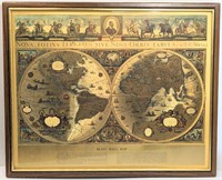 Framed Gold Foil Blaeu Wall Map