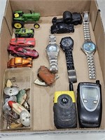 Men's watches, fishing lures, Hot Wheels and