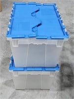 Two hard case plastic totes