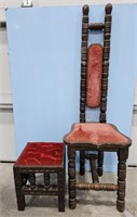 Prayer chair/Child's Throne and footstool