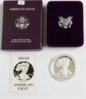 1986 PROOF SILVER EAGLE W BOX PAPERS