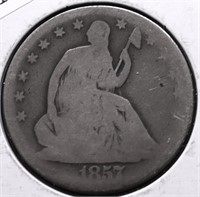 1857 SEATED HALF DOLLAR AG