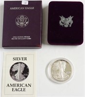 1987 PROOF SILVER EAGE W BOX PAPERS