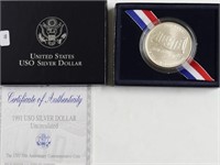 USO SILVER DOLLAR W BOX PAPERS