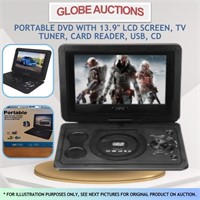 PORTABLE DVD W/ 13.9" LCD,TUNER,CARD READER,USB,CD