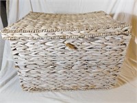 Hinged chest (made of basket material) storage or