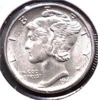 1943 GEM BU MERCURY DIME