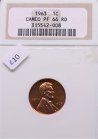 1963 NGC PF66RED CAMEO LINCOLN CENT