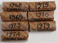 7 ROLLS CANADIAN QUARTERS 68,69,73,74,75,78,79