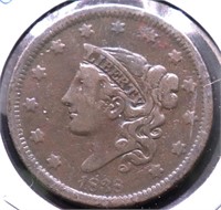 1838 N3 R1 LARGE CENT VF