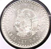 1948 MEXICO SILVER 5 PESOS CH BU