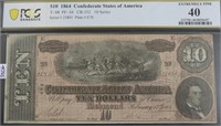 1864 PCGS $10 CONFEDERATE NOTE XF40